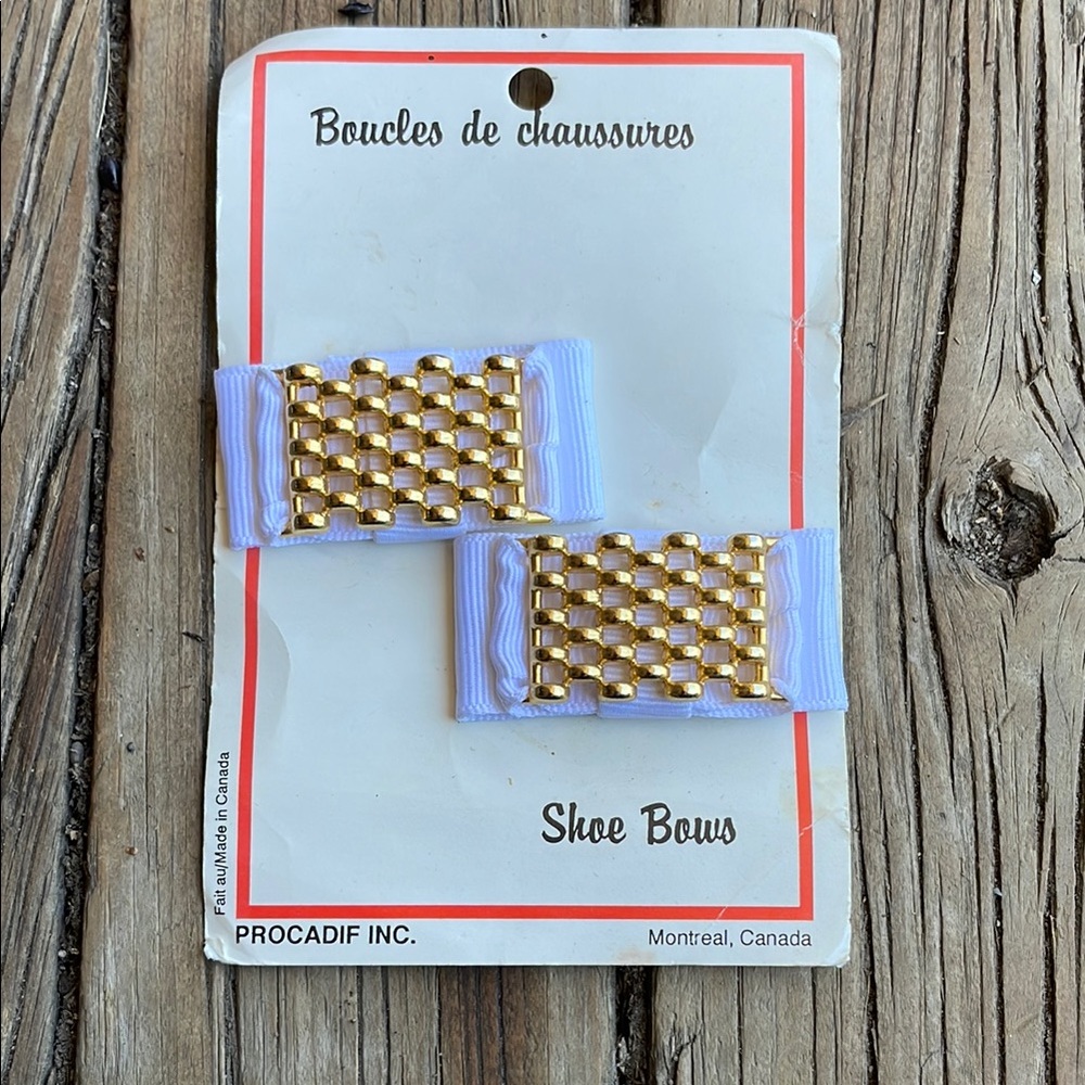 Gold and White Shoe Bows